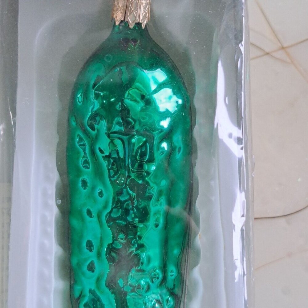 Kurt Adler Pickle Christmas Ornament Glass German Good Luck Holiday Gag Gift... - Picture 3 of 8